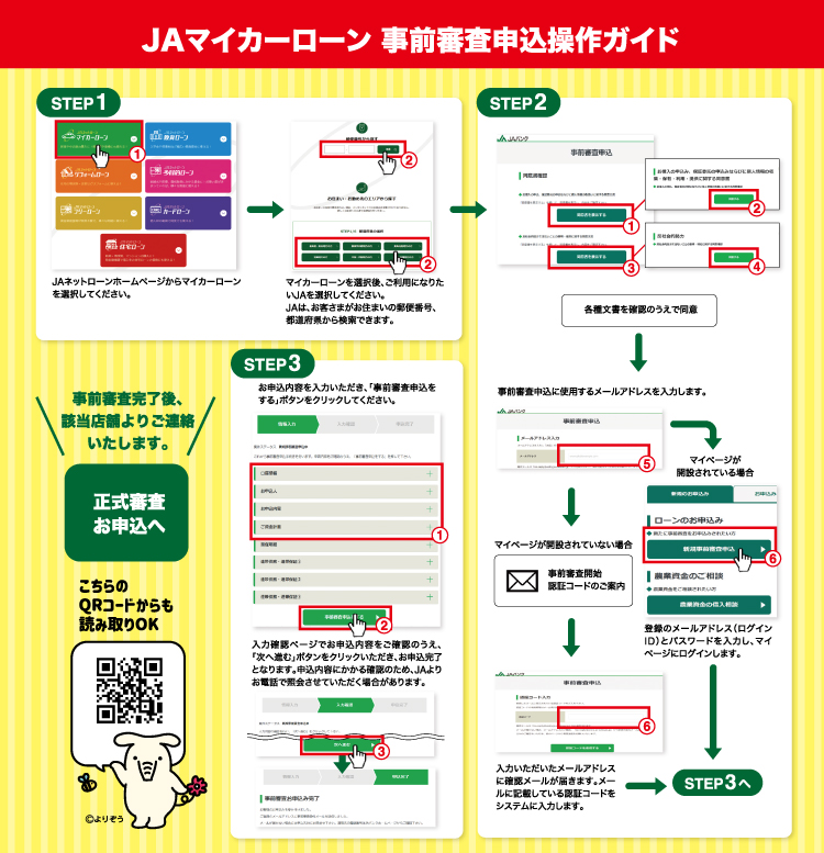 JAマイカーローン 事前審査申込操作ガイド